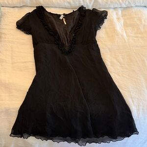 Free People Black Sheer Ruffle Dress